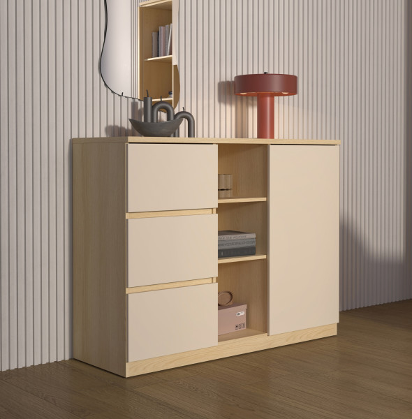 Komoda 120 cm z szufladami i półkami TERRA, 7500838