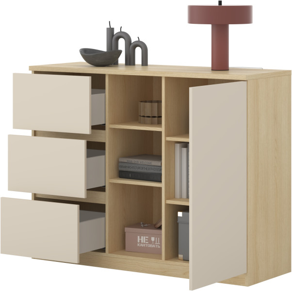 Komoda 120 cm z szufladami i półkami TERRA, 7500839