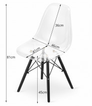 Krzesło OSAKA przezroczyste / nogi czarne x 1