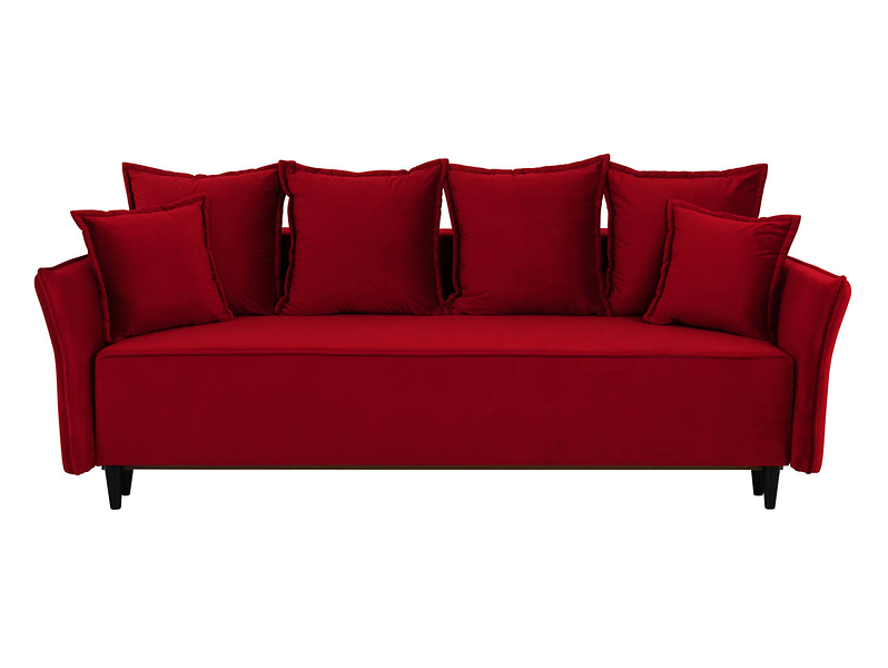 sofa trzyosobowa Maria rozkładana z pojemnikiem welurowa czerwona, 756008