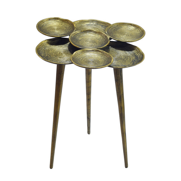 FineBuy Stolik Pomocniczy Okrągły 46x46x55 cm Aluminium Złota, Półka, 7577248
