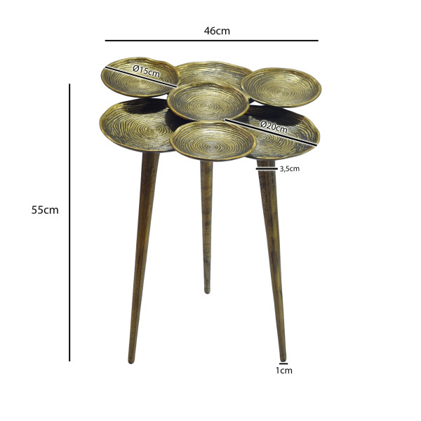 FineBuy Stolik Pomocniczy Okrągły 46x46x55 cm Aluminium Złota, Półka, 7577251