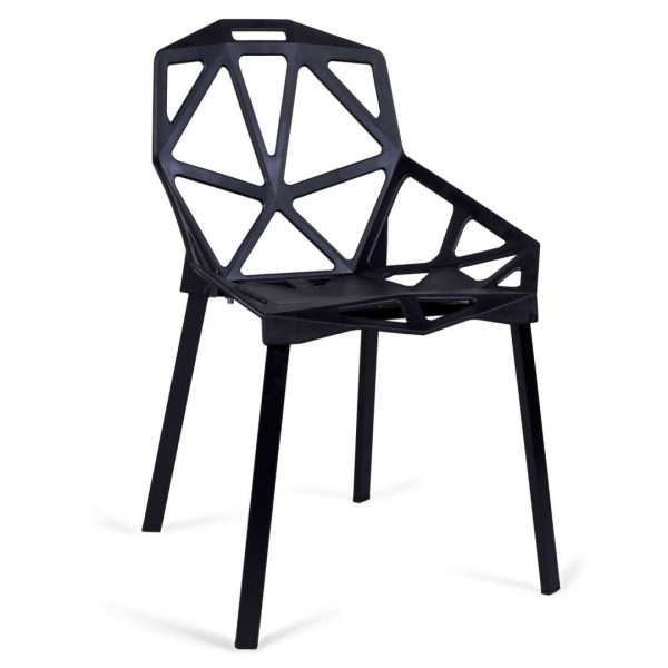 Krzesła ażurowe VECTOR komplet 4 sztuki czarne, 761754