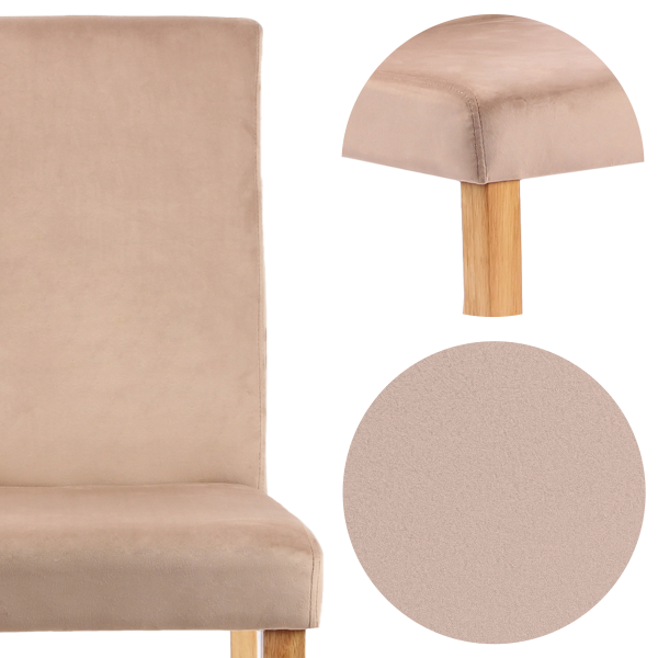 Krzesło do jadalni taupe Laro velvet oparcie wysokie do salonu stylowe, 7701041