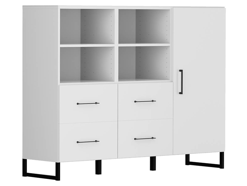 komoda Modeo 150 cm z drzwiami 4 półkami i 4 szufladami biała, 784114