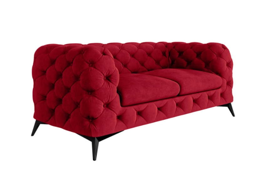 Ropez Chelsea sofa 2 pikowana czerwona nogi czarny mat, 789768