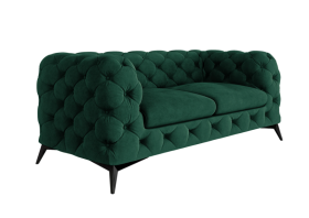 Ropez Chelsea sofa 2 pikowana zielona nogi czarny mat