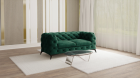 Ropez Chelsea sofa 2 pikowana zielona nogi czarny mat