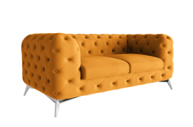 Ropez Chelsea sofa 2 pikowana pomarańczowa nogi srebrne
