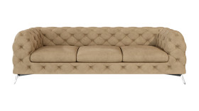 Ropez Chelsea sofa 3 osobowa pikowana kremowa nogi srebrne