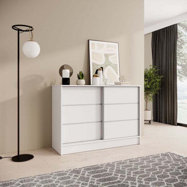 Komoda MIRELA 120 cm Biała Do Salonu 2 Drzwi Przesuwne, 7918652