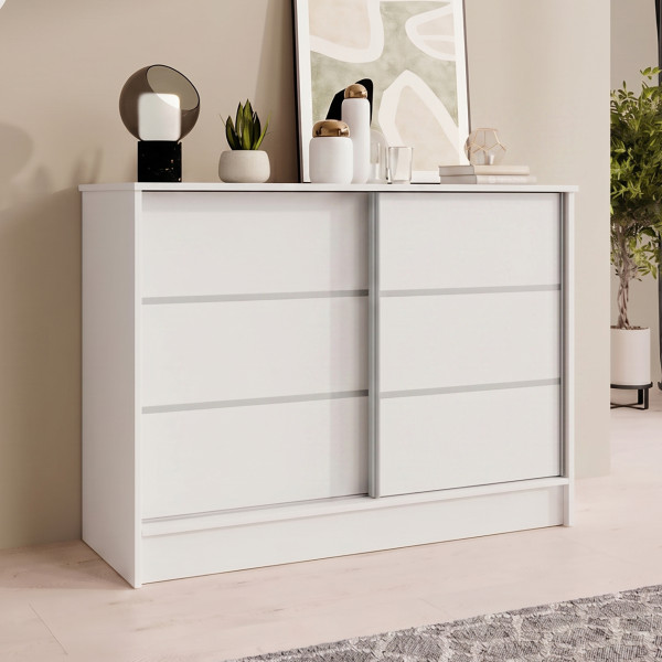 Komoda MIRELA 100 cm Biała Do Salonu 2 Drzwi Przesuwne, 7918866