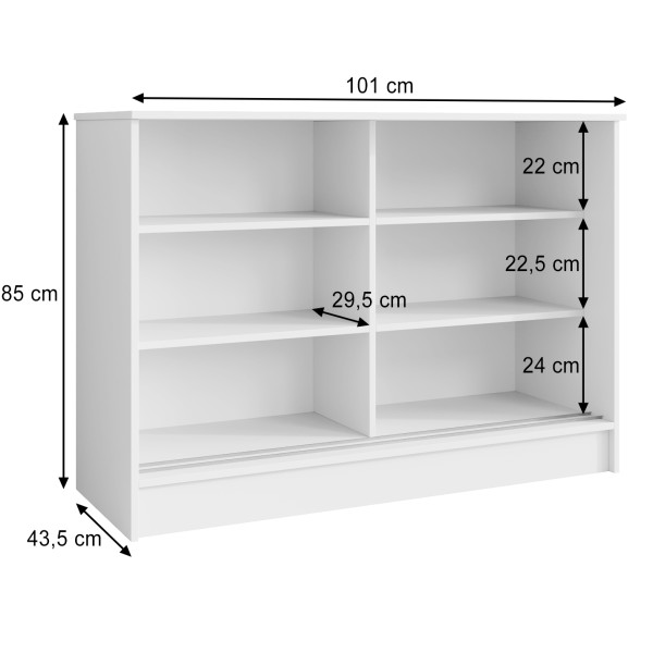Komoda MIRELA 100 cm Biała Do Salonu 2 Drzwi Przesuwne, 7918868