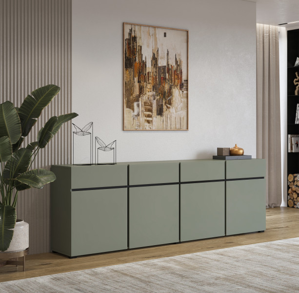 Komoda INCROCIO 225x78x40 cm Odcienie zieleni, 7937687