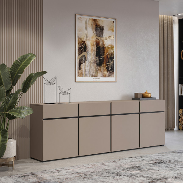 Komoda INCROCIO 225x78x40 cm Odcienie beżu, 7937744
