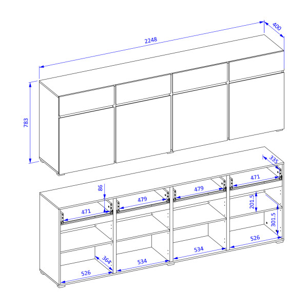 Komoda INCROCIO 225x78x40 cm Biała, 7937846