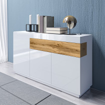 Komoda SILVANA 150x85x40 cm Biała/Dąb wotan