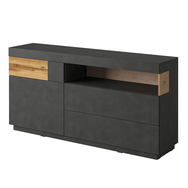Komoda SILVANA 169x85x40 cm Odcienie szarości/Dąb wotan, 7939873