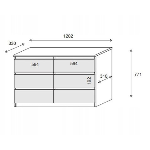 Komoda ALLEGRA 120x77x33 cm Dąb sonoma, 7939940