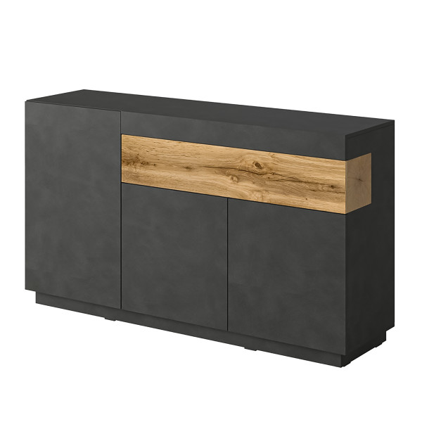 Komoda SILVANA 150x85x40 cm Odcienie szarości/Dąb wotan, 7939980