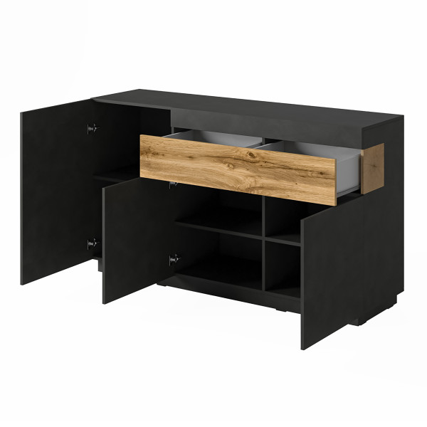 Komoda SILVANA 150x85x40 cm Odcienie szarości/Dąb wotan, 7939982