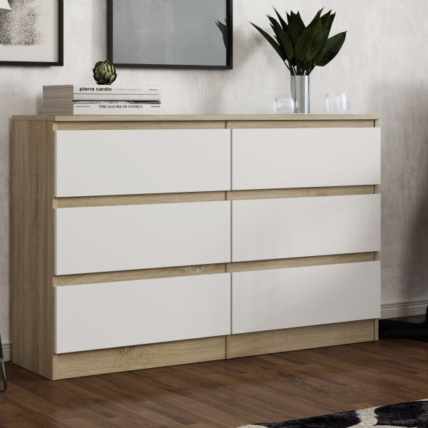Komoda ALLEGRA 120x77x33 cm Dąb sonoma/Biała, 7940019