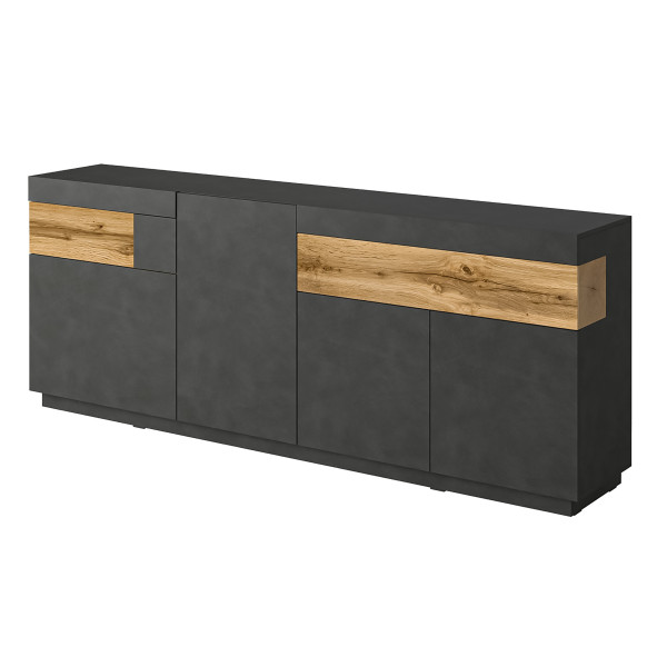 Komoda SILVANA 219x85x40 cm Odcienie szarości/Dąb wotan, 7940174