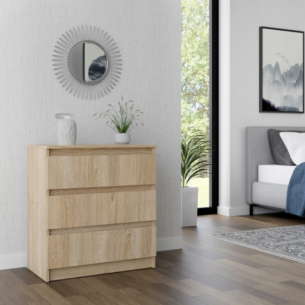 Komoda Szafka Sonoma 3 Szuflady Nowoczesna Do Salonu Sypialni, 7940728