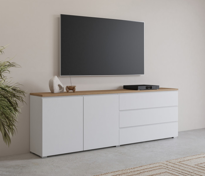 Komoda ORVO 199,9x67,9x34,5 cm Biała, 7945821