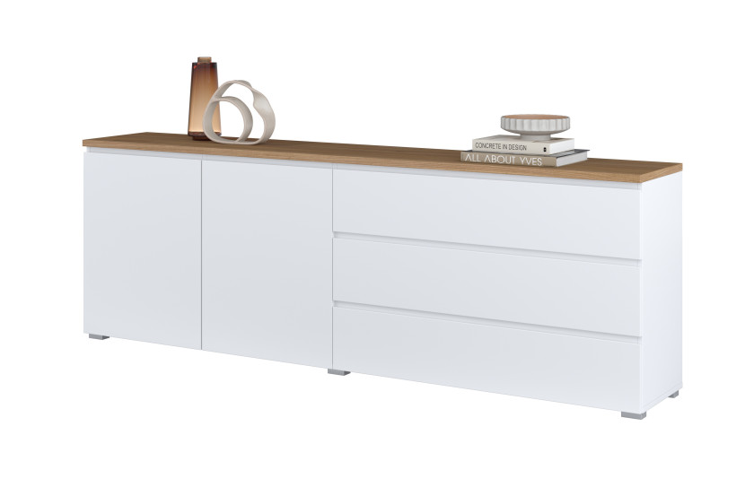 Komoda ORVO 199,9x67,9x34,5 cm Biała, 7945822
