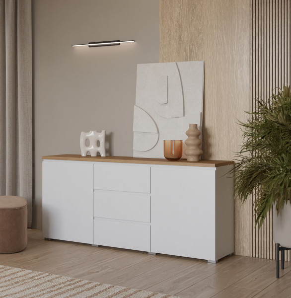Komoda ORVO 150x67,9x34,5 cm Biała, 7945848
