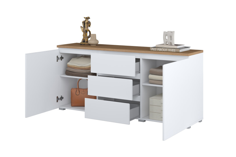 Komoda ORVO 150x67,9x34,5 cm Biała, 7945853