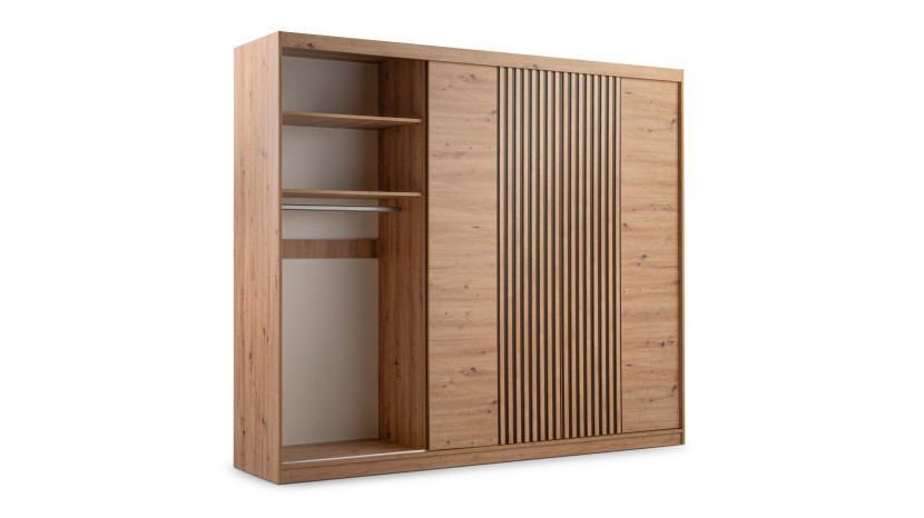 Szafa Przesuwna z Lustrem AKALI 250, czterodrzwiowa, Dąb artisan, 7947536