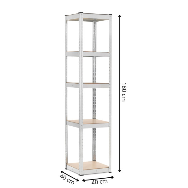 Regał magazynowy, metalowy 180x40x40 cm 5 półek udźwig 500 kg do piwnicy, 7961402