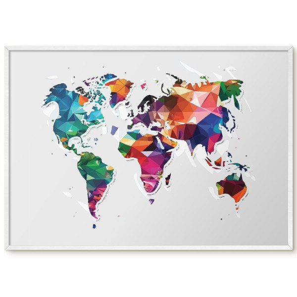 Ozdobna tablica magnetyczna w białej ramie, Mapa świata 100x70, 7986705