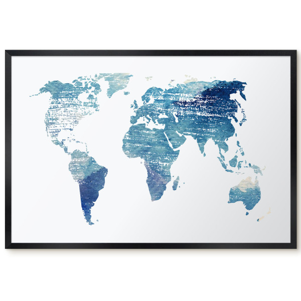 Ozdobna tablica magnetyczna w czarnej ramie, Akwarelowa mapa 60x40, 7986838