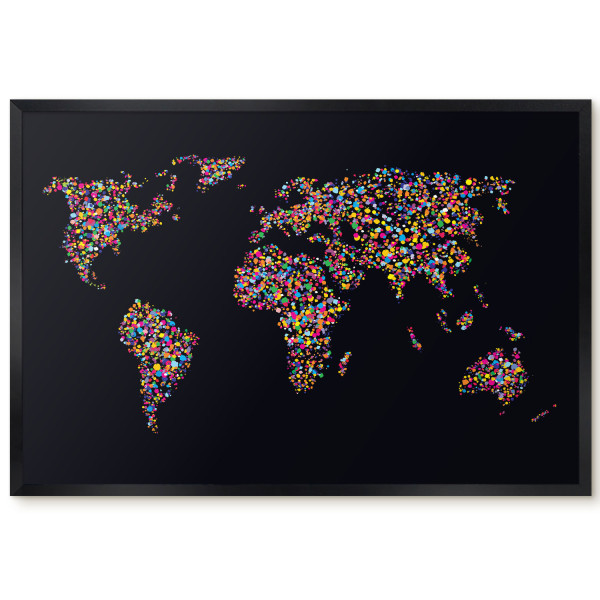 Dekoracyjna tablica magnetyczna w czarnej ramie, Kolorowa mapa 60x40, 7987390