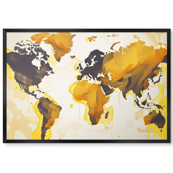 Tablica magnetyczna ozdobna w czarnej ramie, Mapa świata 60x40, 7987537