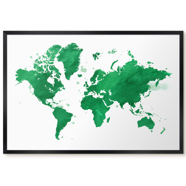 Dekoracyjna tablica magnetyczna w czarnej ramie, Zielona mapa 60x40, 7988949