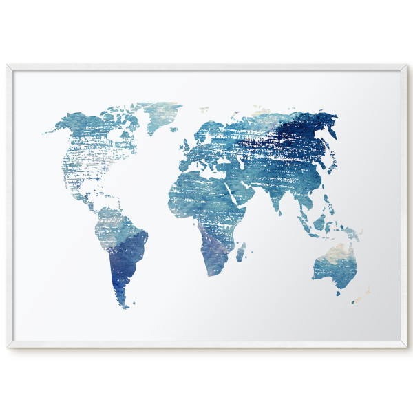 Ozdobna tablica magnetyczna w białej ramie, Akwarelowa mapa 100x70, 7989033
