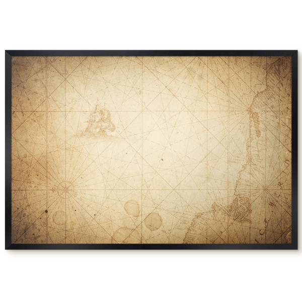 Magnetyczna tablica ozdobna w czarnej ramie, Antyczna mapa 60x40, 7990869