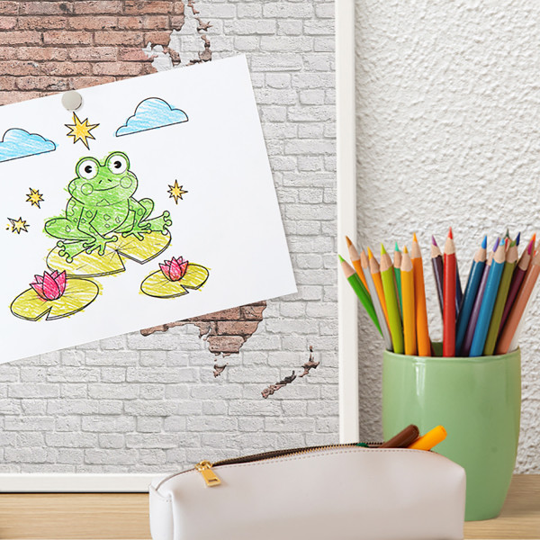 Ozdobna tablica na magnesy w białej ramie, Ceglana mapa 100x70, 7990902