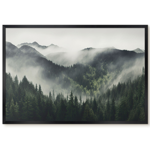 Tablica magnetyczna z nadrukiem w czarnej ramie, Zielone góry 60x40, 7992410