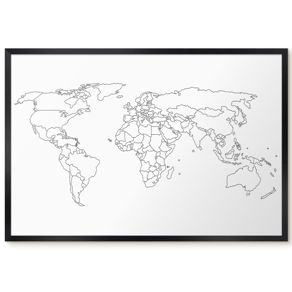 Tablica magnetyczna z nadrukiem w czarnej ramie, Mapa konturowa 60x40, 7992923