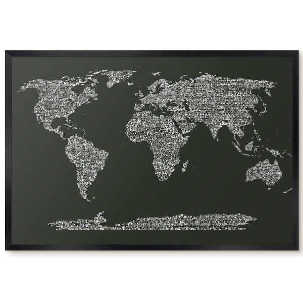 Tablica magnetyczna ozdobna w czarnej ramie, Mapa tekstowa 60x40, 7998804