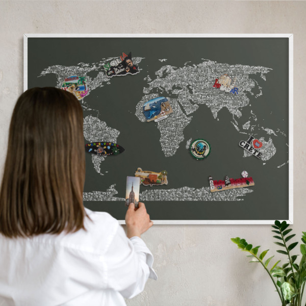 Tablica magnetyczna ozdobna w białej ramie, Mapa tekstowa 100x70, 7999075