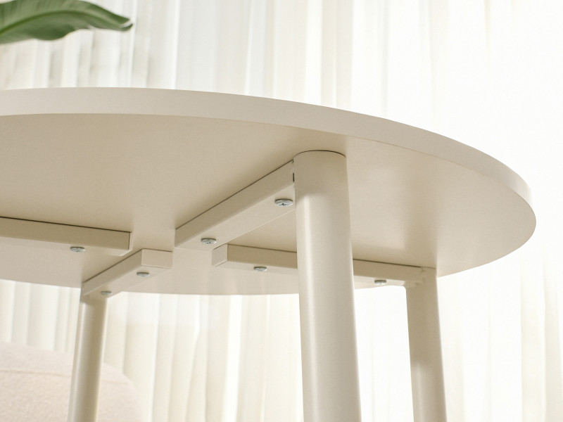 Elegancki stolik kawowy 60 cm kremowy z półką okrągły RENNE-S, 8030261