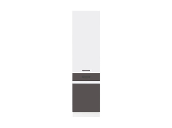 szafka wysoka Junona Line D2D/50/195_L, Kolor korpusów biały, Kolor frontów szary wolfram/biały połysk, 80355