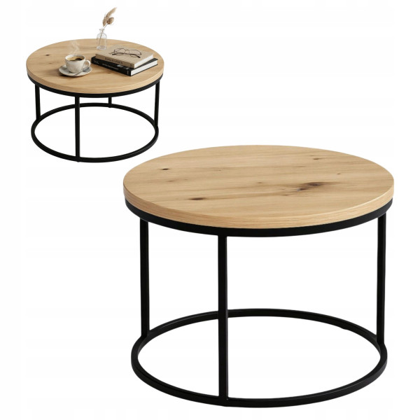 Stolik Kawowy Okrągły ORI 60 cm Dąb Artisan do Salonu Sypialni Nowoczesny, 8053068