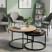 Zestaw Stolików Kawowych Okrągłych 2w1 80/60 Dąb Artisan + Czarny Mat, 8053124